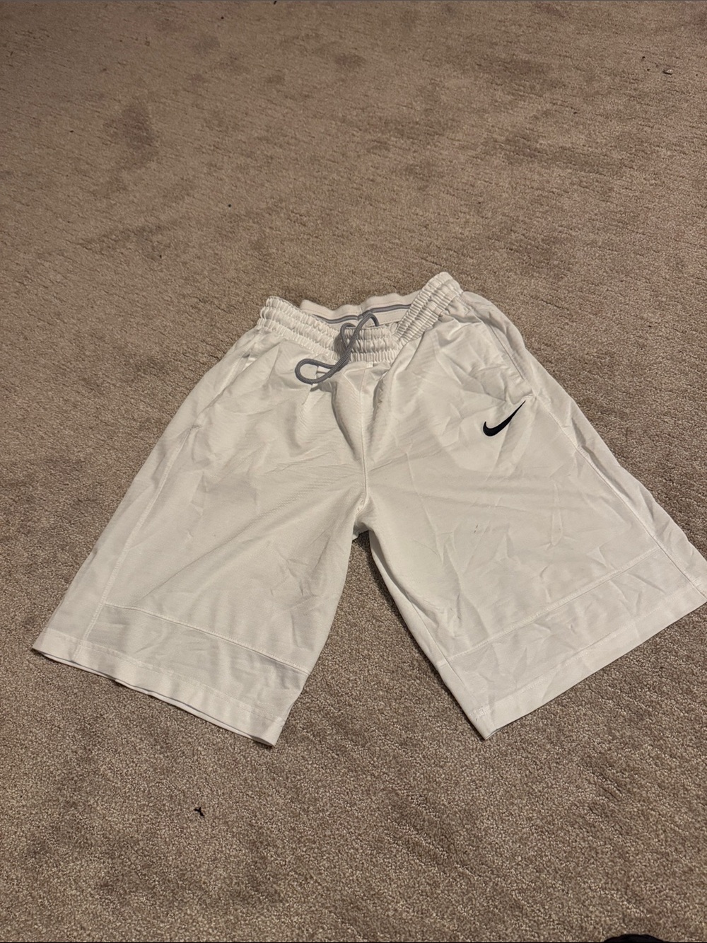 Nike Men’s White Athletic Shorts with Black Swoosh Accent